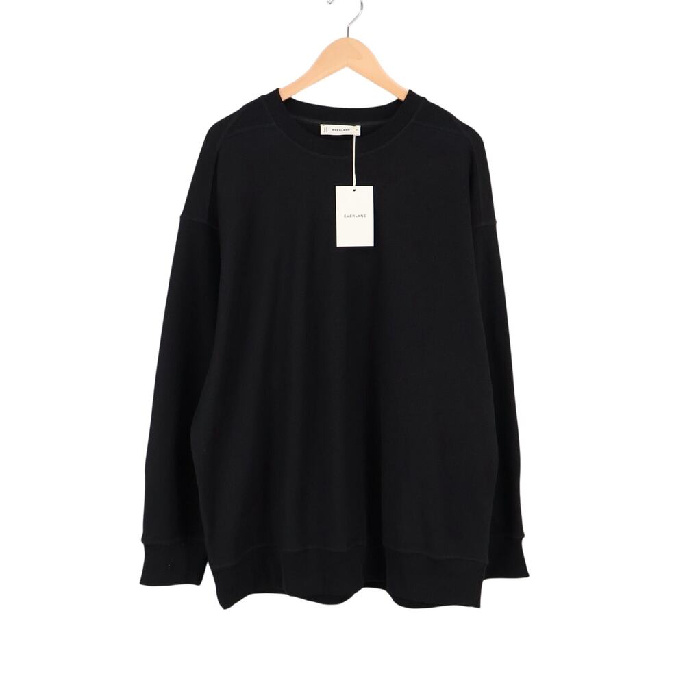 Everlane Men's Twill Terry Jacquard Crew Sweatshirt Black Size XL NWT